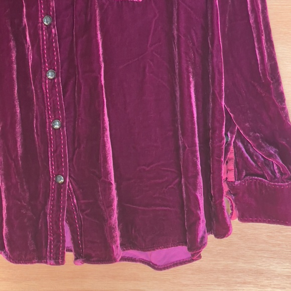 Sundance velvet button up shirt women's size XL western fuchsia pockets collar - Picture 3 of 6